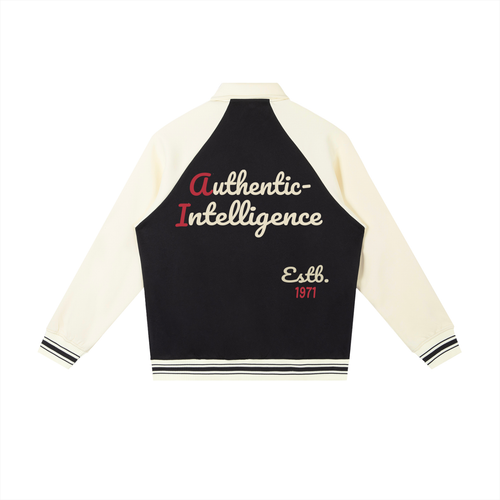 Contrast Raglan Sleeve Baseball Jacket