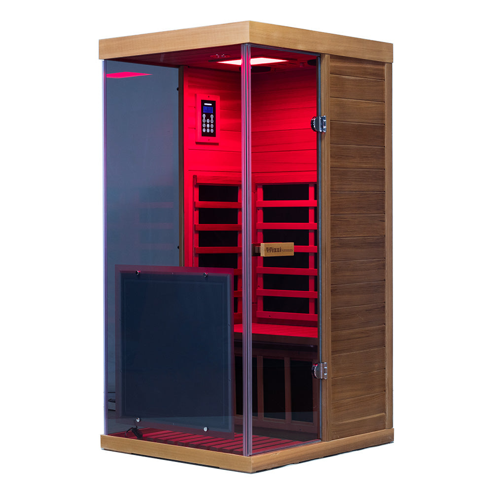 909MX Mini 1 Person Infrared Sauna 3 Sides Large glass panels