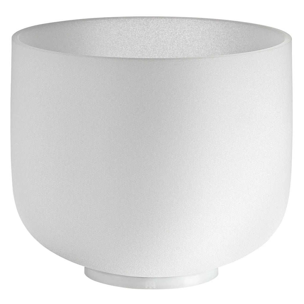 8" White-Frosted Crystal Singing Bowl, Note C5, Root Chakra
