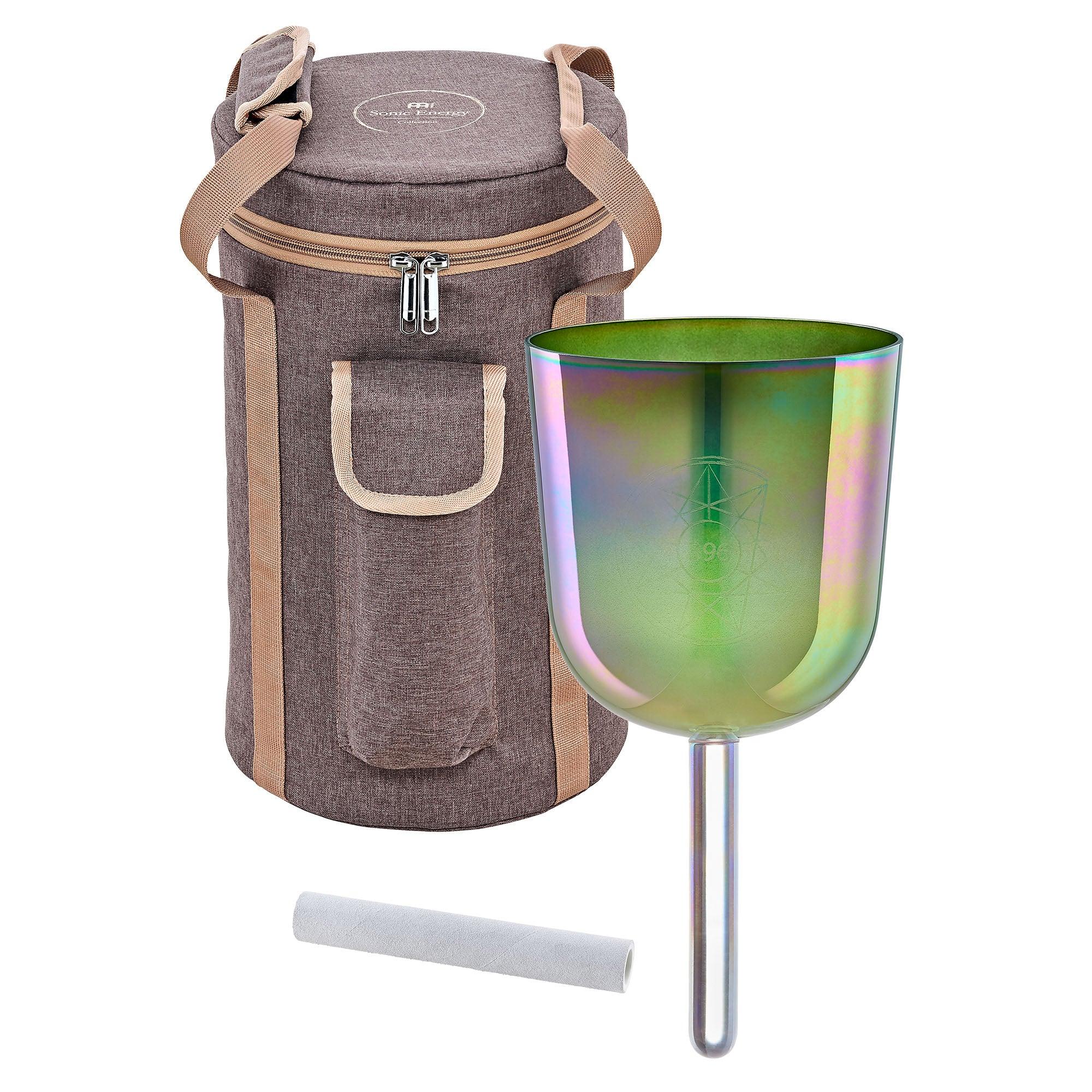 5.75" Essence Solfeggio Crystal Singing Bowl, UT 396 Hz, Olive Green