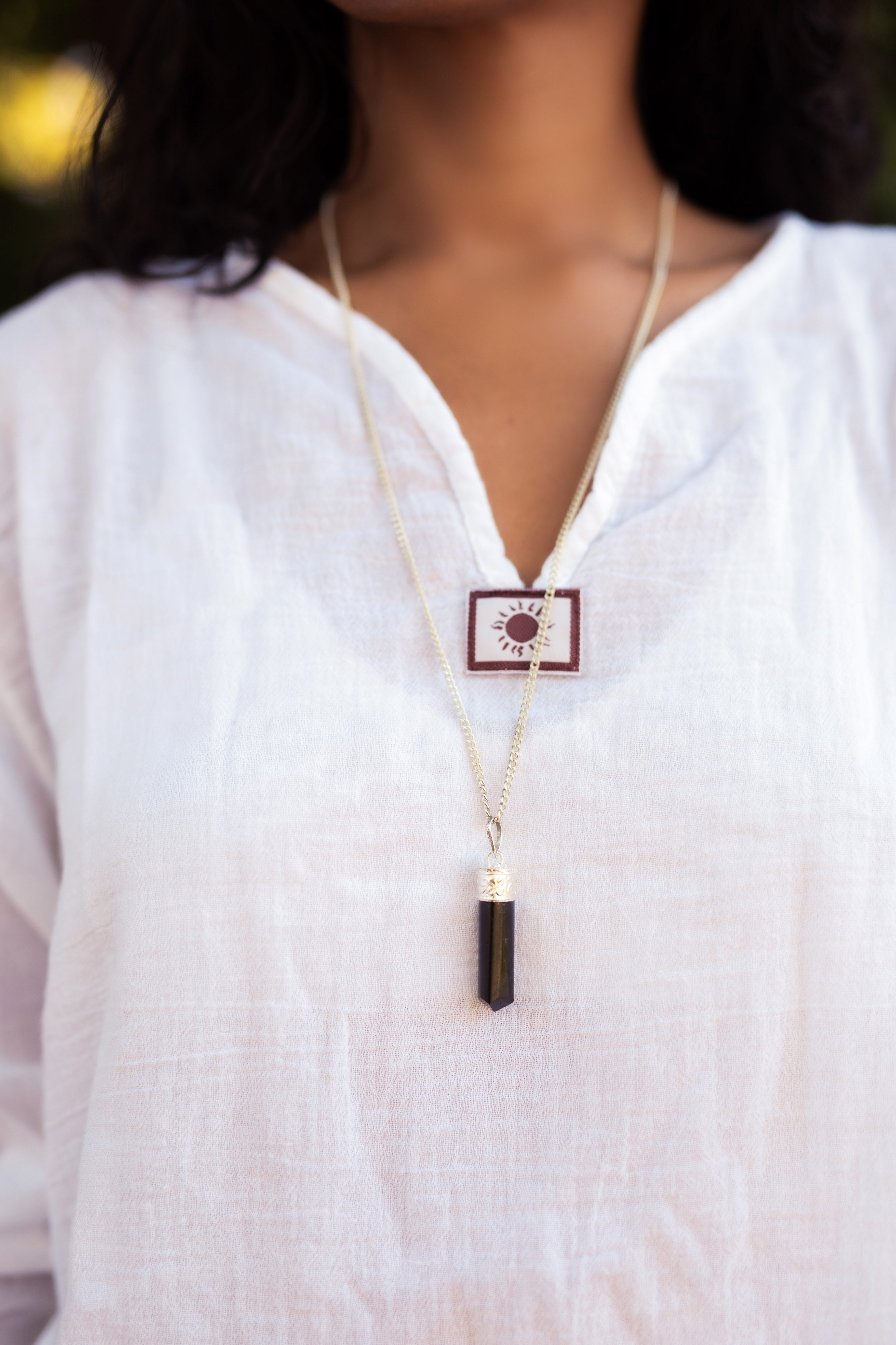 Black Tourmaline Protection Pendant Silver plated