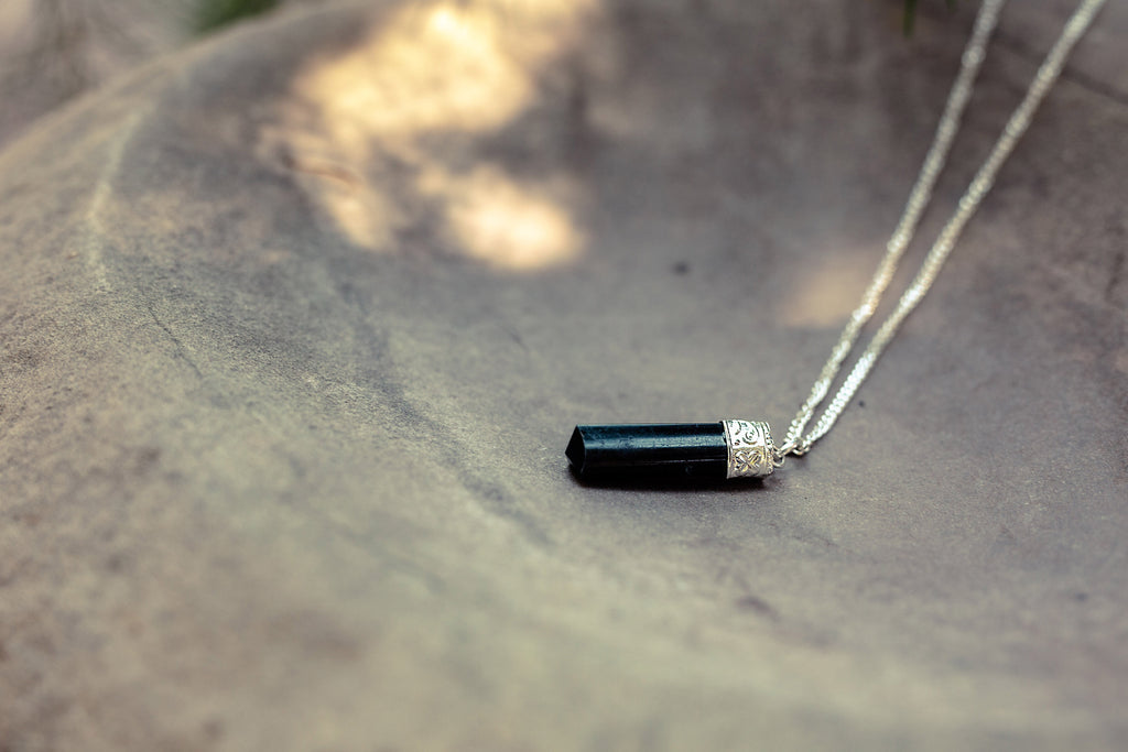 Black Tourmaline Protection Pendant Silver plated