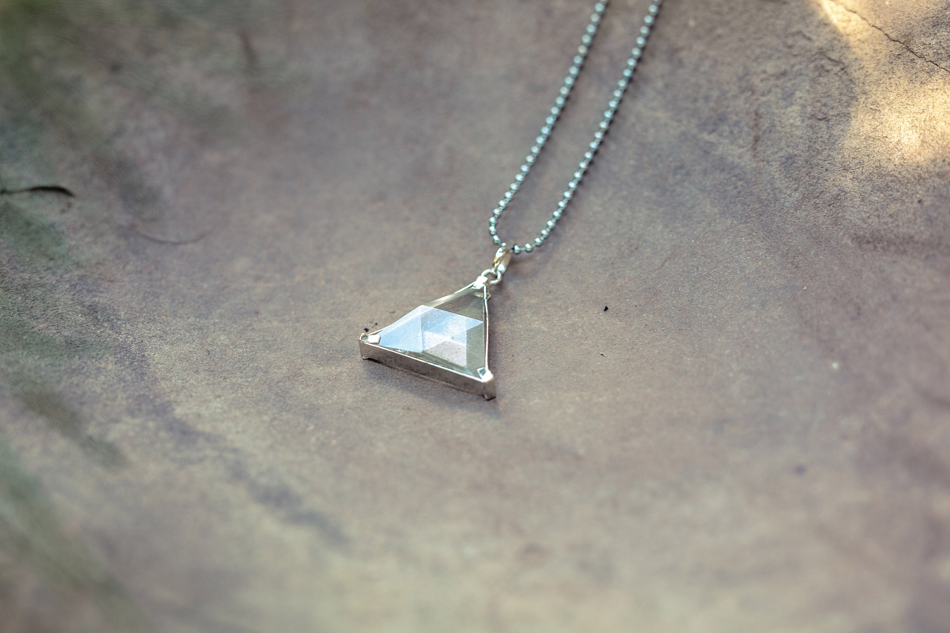 Triangle Vogel Star of David Clear Quartz Pendant