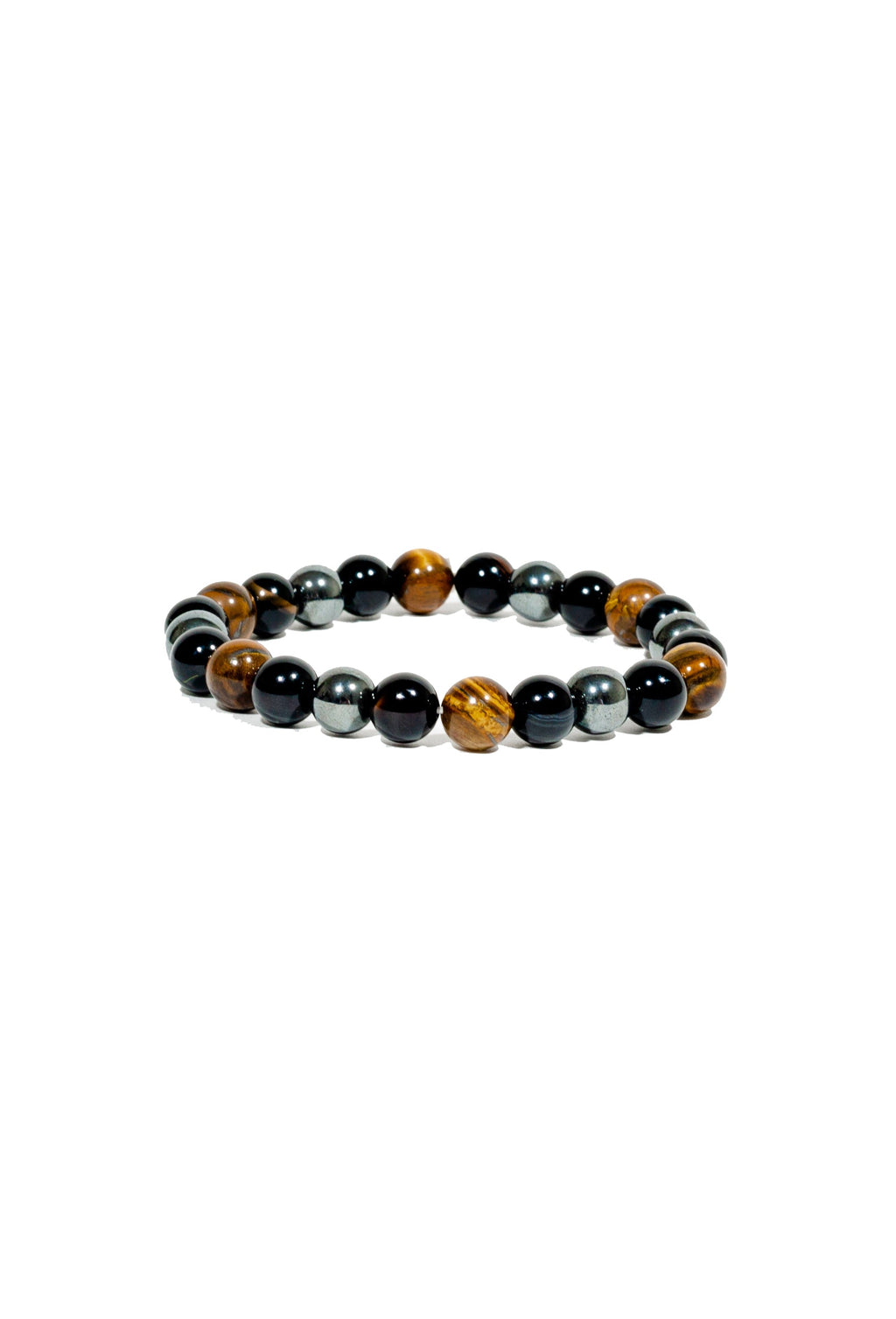 Triple Protection Bracelet WIth Tigers Eye, Hematite, and Obsidian(7.5 inches)