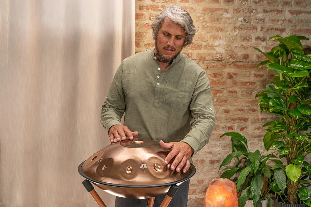 Sensory Handpan, E La Sirena, 10 Notes, Vintage Copper, Engraved Design