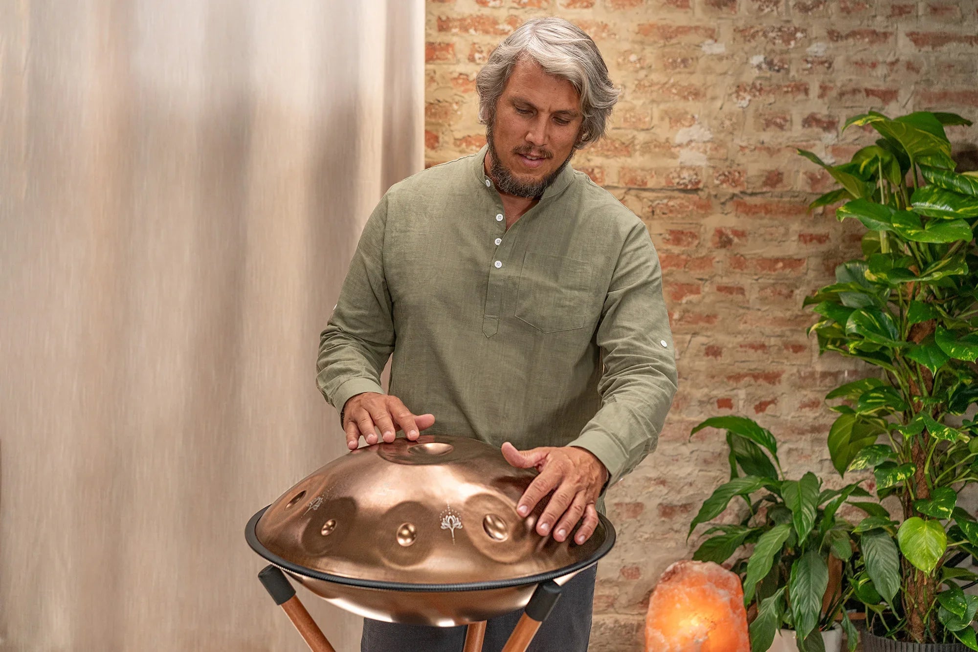 Sensory Handpan, E La Sirena, 10 Notes, Vintage Copper, Engraved Design