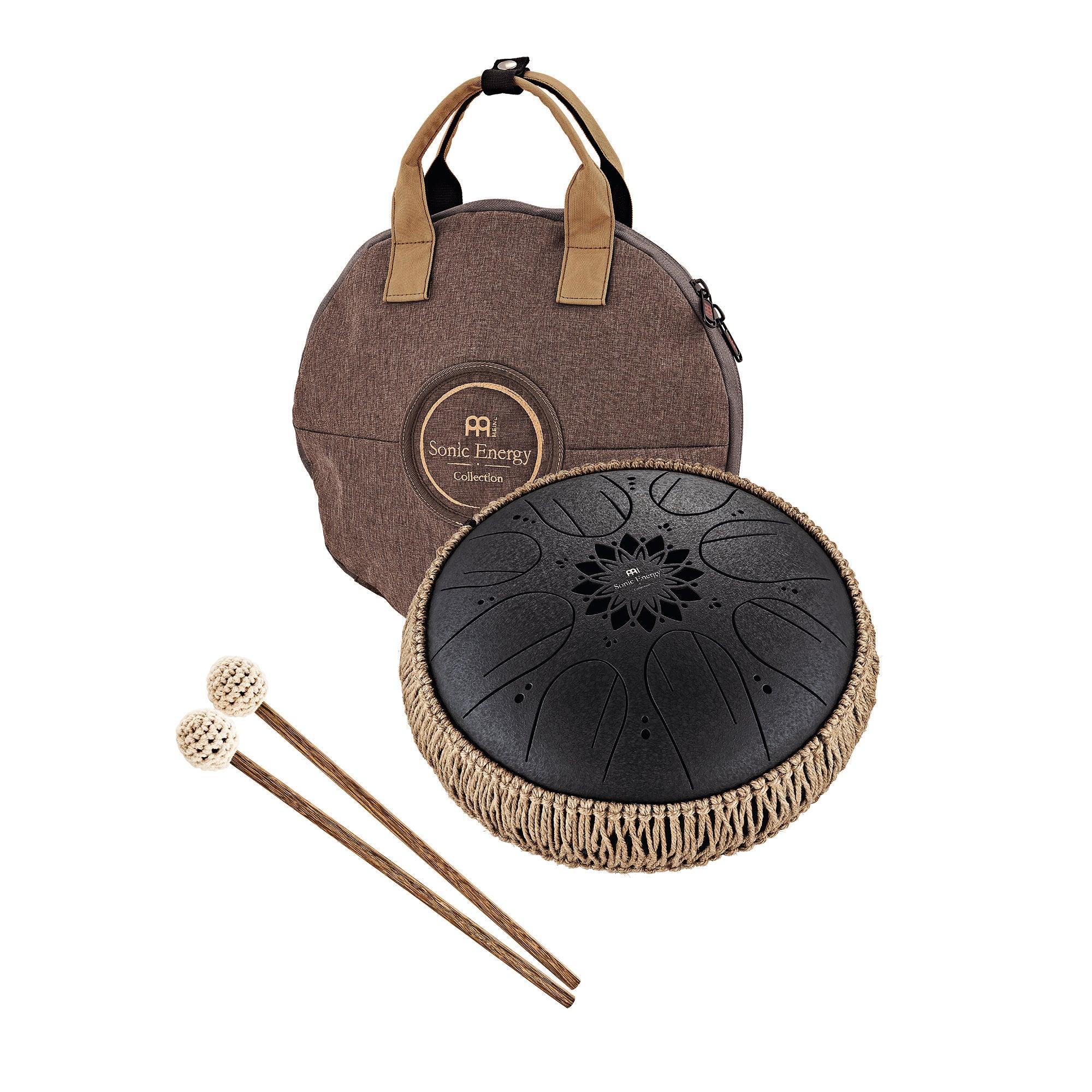 10" Medium Octave Steel Tongue Drum, B Minor, 8 Notes, 432 Hz, Black