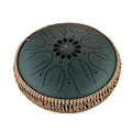 10" Medium Octave Steel Tongue Drum, F# Minor, 8 Notes, 432 Hz, Dark Green