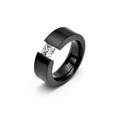 RG114B B.Tiff 1 ct Princess Cut Black Solitaire Ring [Wide Band]