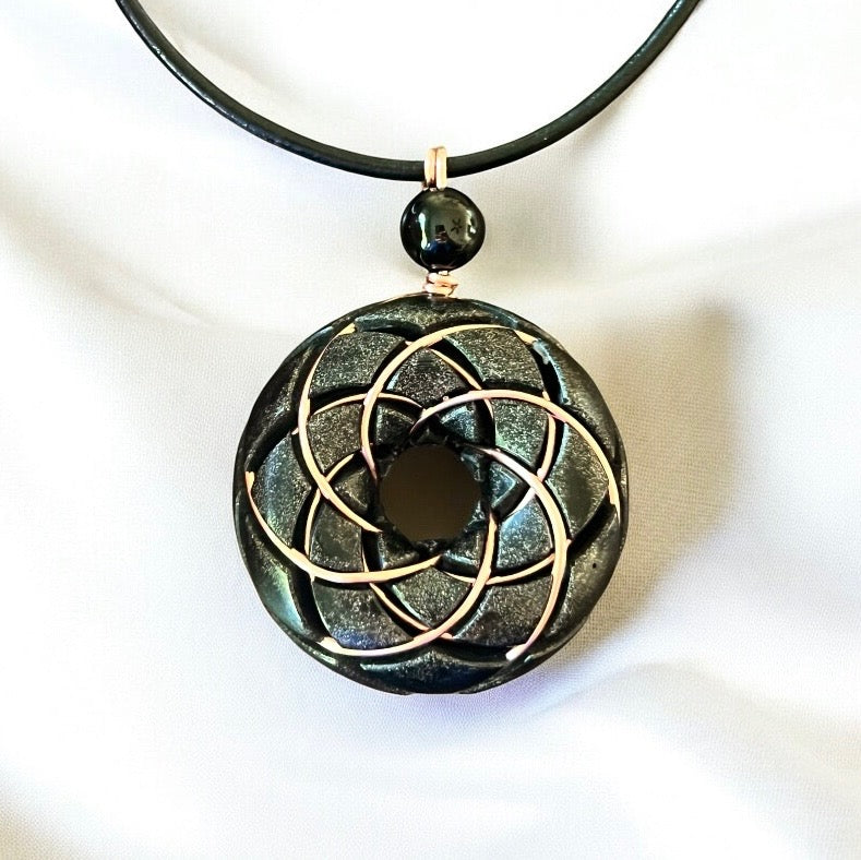 Torus Vortex Pendant-Shungite orgonite Rodin coil necklace