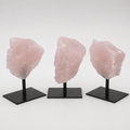 Rough Rose Quartz on Metal Stand