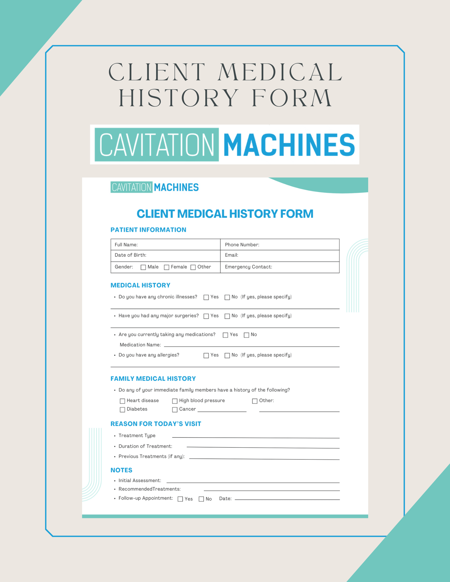 Shape Tactics Client Medical History Form