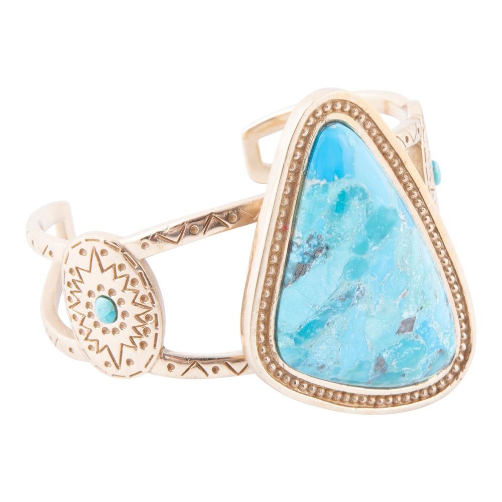 Tulum Blue Turquoise Golden Cuff Bracelet